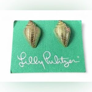 Lily Pulitzer Shell Earrings NEW OLD STOCK Gold Tone Seashell Designer